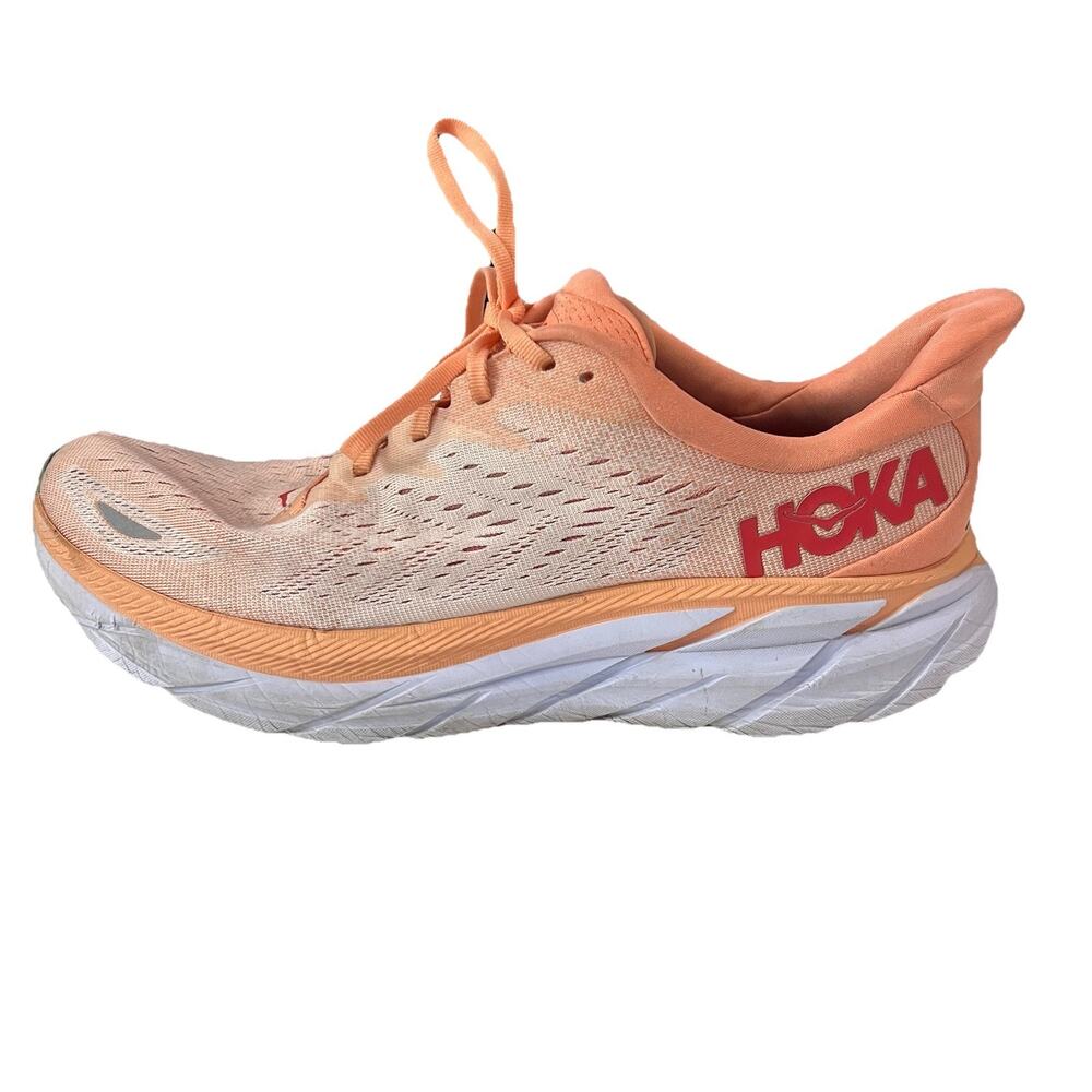 Hoka One One Womens Clifton 8 1119394 CSPY Orange Running Sneakers Shoes Sz 12 B
